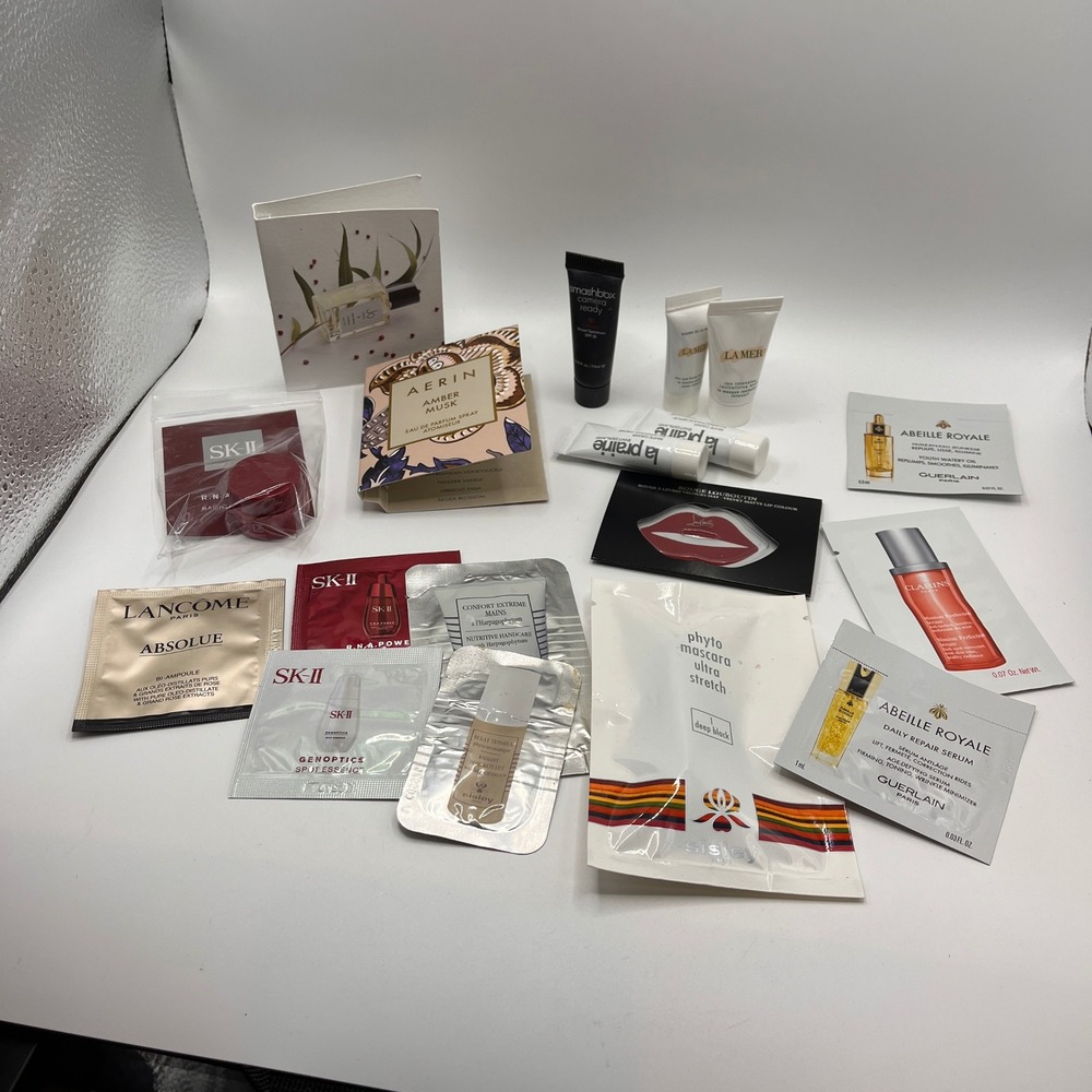 15 Sample Pack Assortment Lancome La Mer Guerlain Sisley AERIN Mashbox Clarins